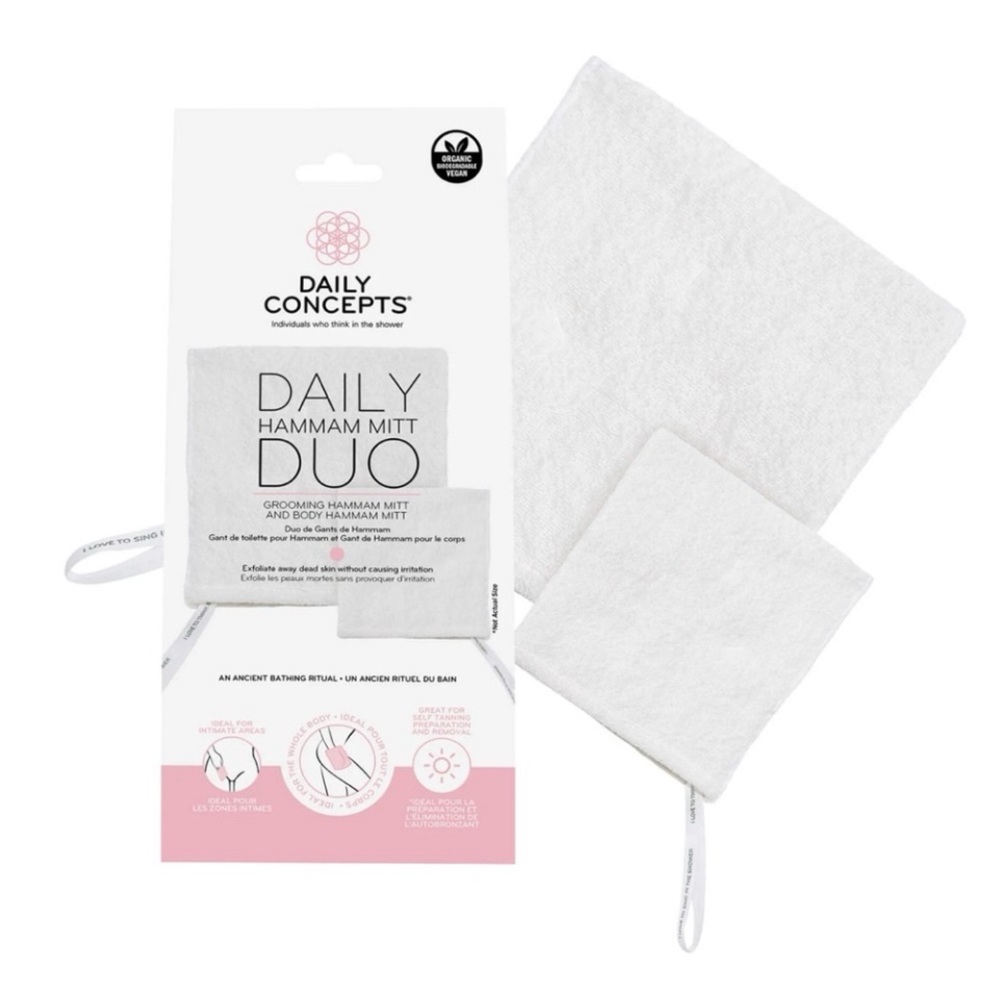 Daily Concepts White Hammam Mitt Duo